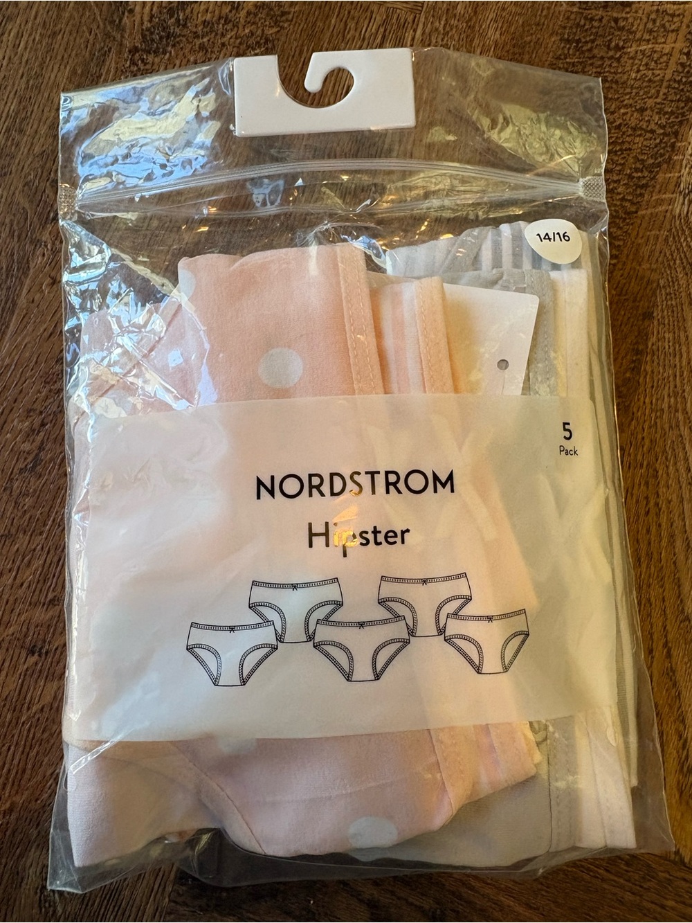 Nordstrom Girls Hipster Underwear 5-Pack in Pink, White & Gray